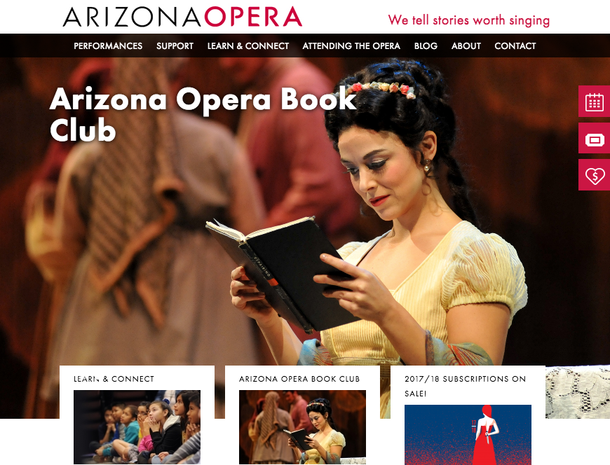 4x3 works with Arizona Opera to optimize their content and nurture organic SEO Arizona Opera website