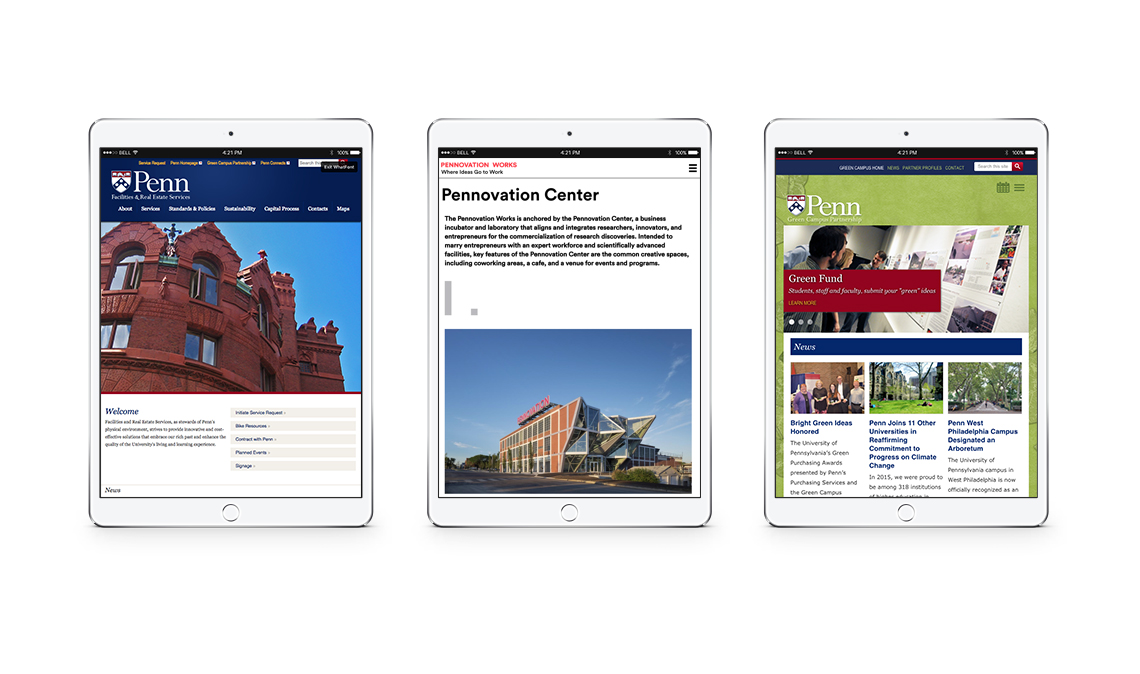 University of Pennsylvania websites on ipads