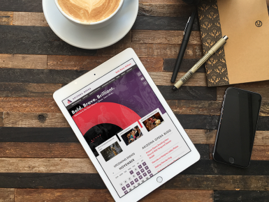 Arizona Opera New Responsive Website on iPad in Coffee Shop