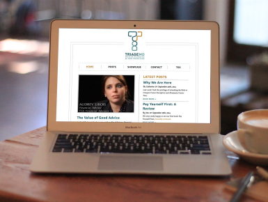 Triage MD Homepage with Latest Posts, Featured News and Navigation Menu