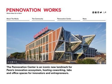 Pennovation Works Website top of homepage