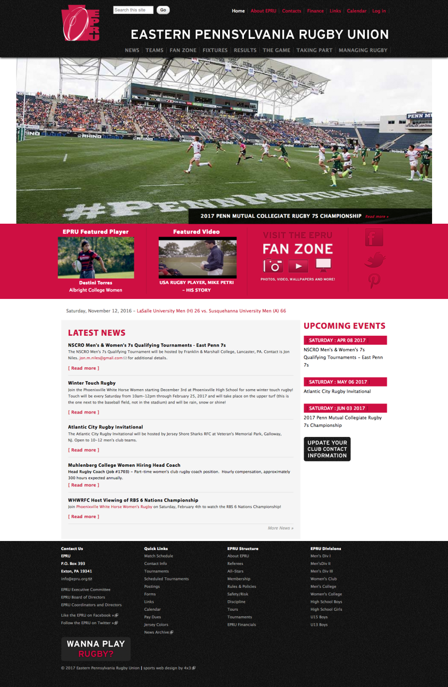 Eastern Pennsylvanian Rugby Union Home Page for News and Upcoming Tournaments