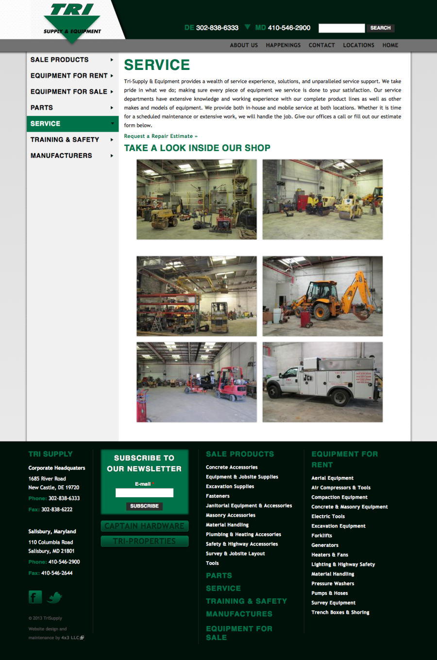 Tri Supply, Internal Landing Page