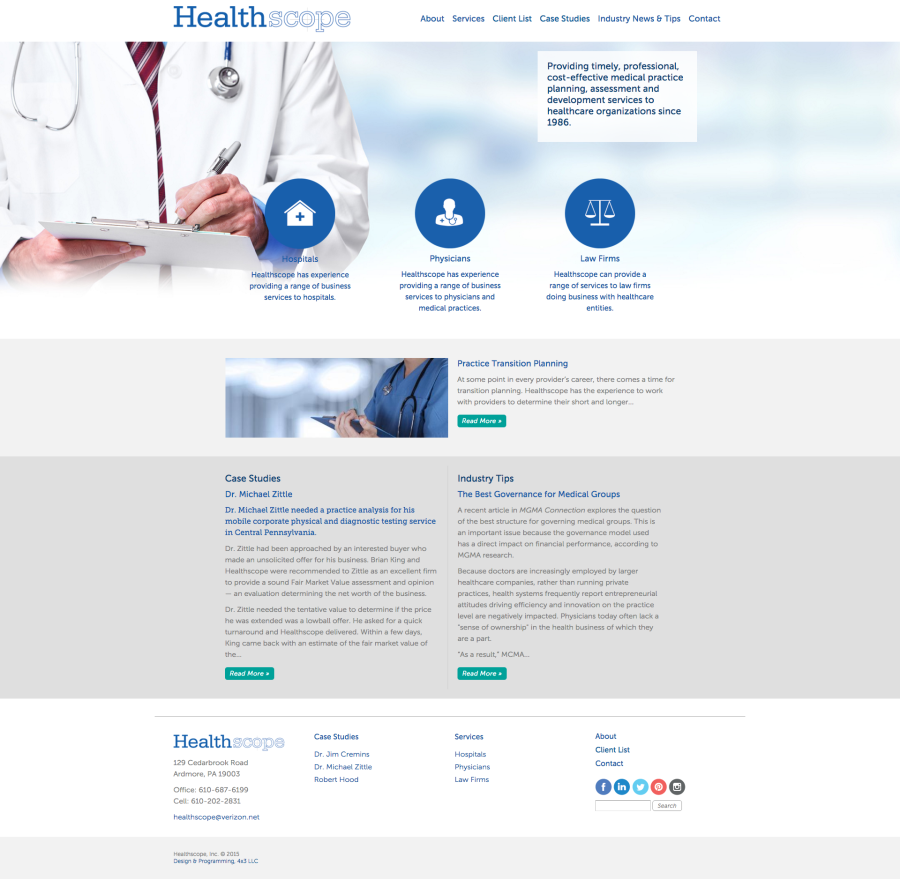 Healthscope, Website Design