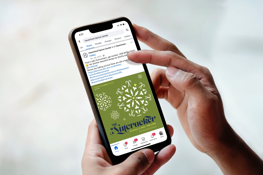Haverford Dance Center Social Media Post on iPhone