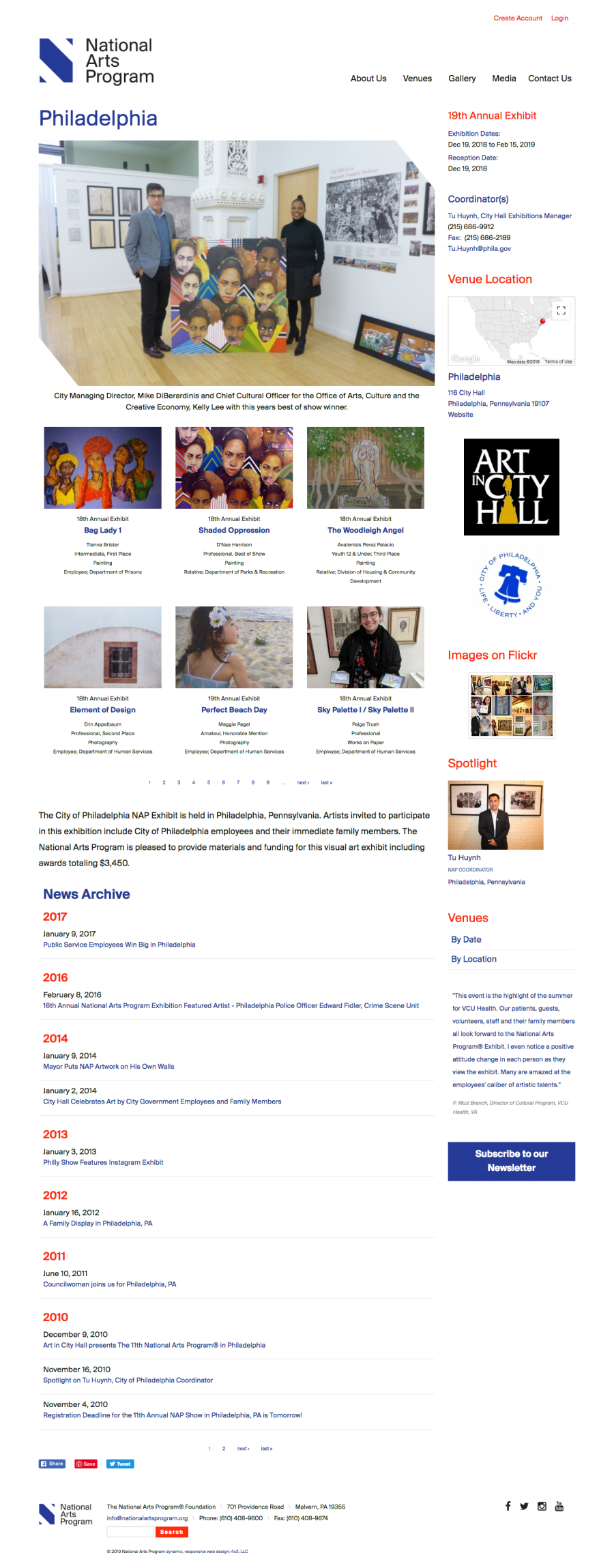 National Arts Program Philaldephia Venue Landing Page 