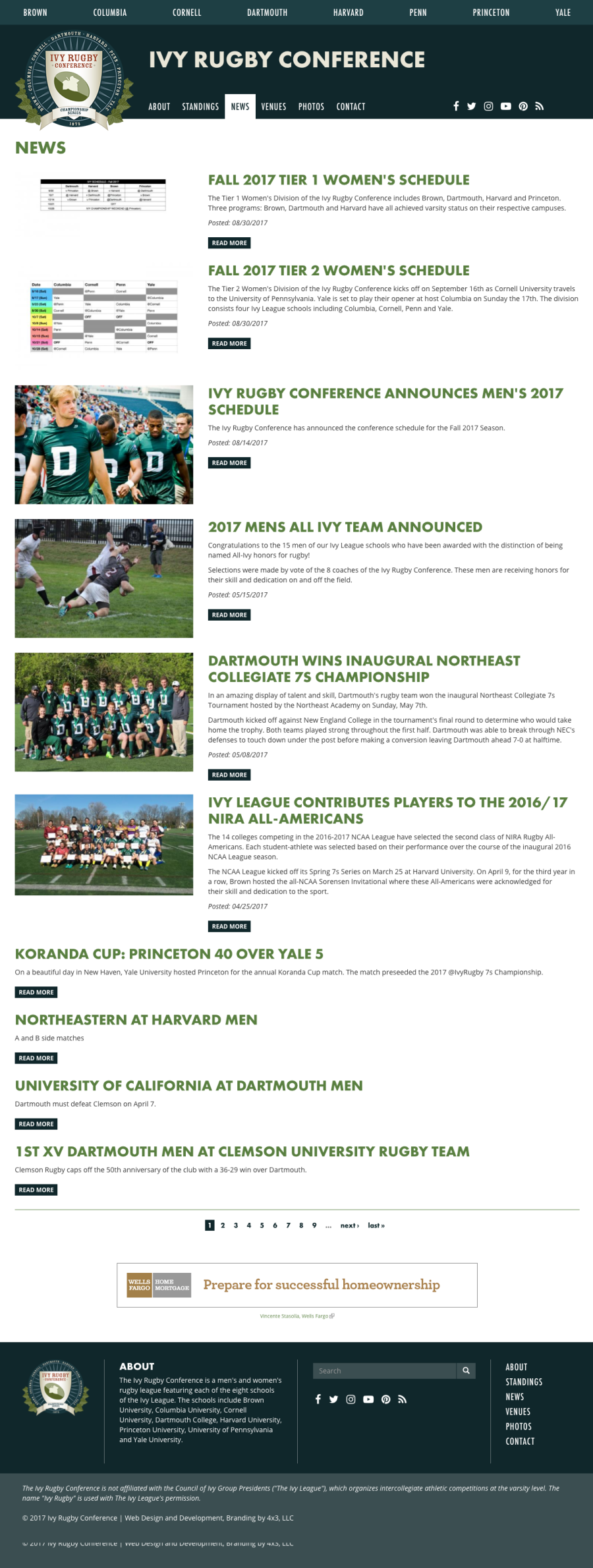 Ivy Rugby News and Upcoming Tournaments Landing Page