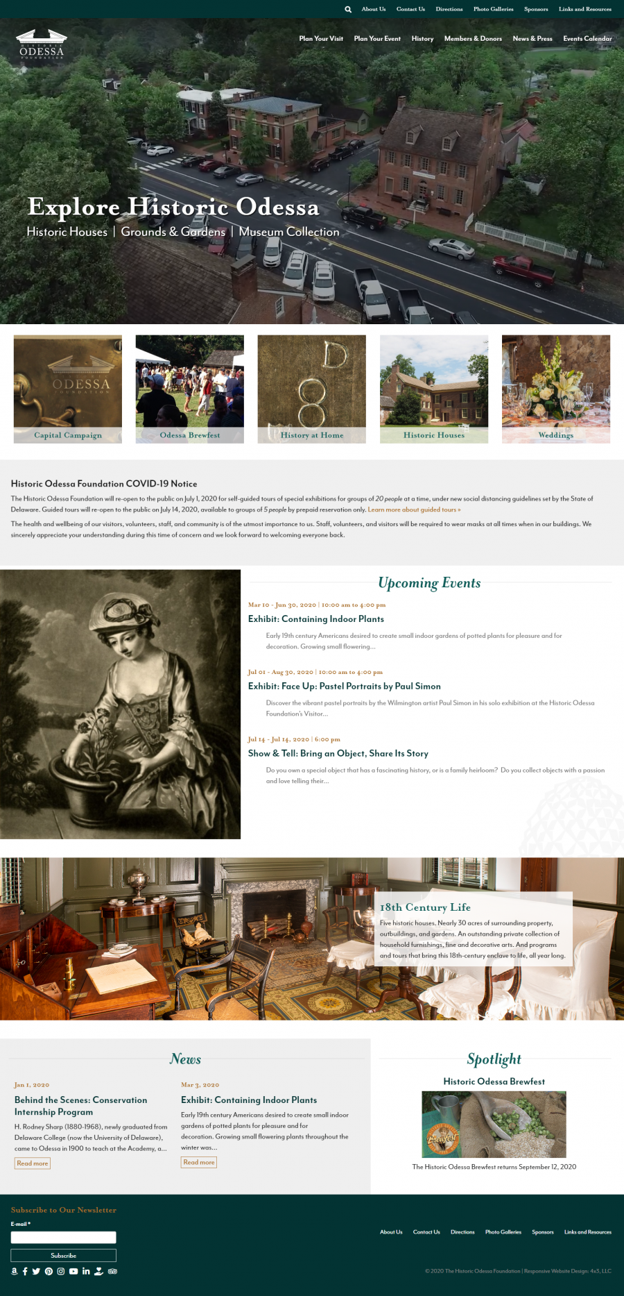 Responsive Web Design, Historic Odessa Foundation Home Page