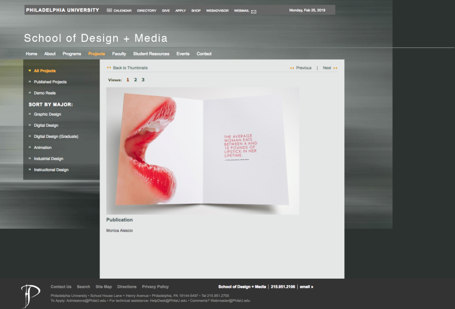 School of Design + Media Portfolio Page