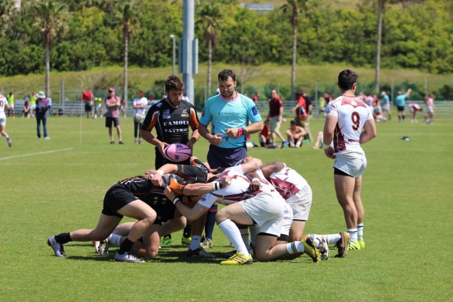 referee preps rugby 7s scrum down with URugby jersey