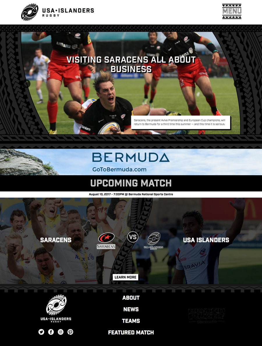 Custom Rugby Website Homepage