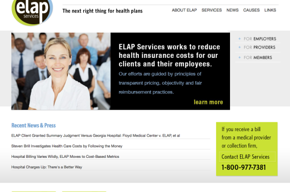 ELAP Homepage, featuring recent news, navigation menu, search bar