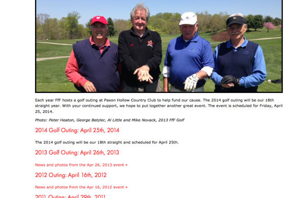 Internal Landing Page for Annual Golf Outing