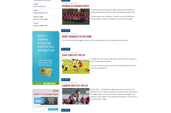 Internal Landing Page for News about HS Rugby