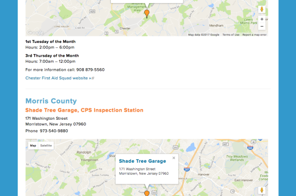 Prevention Works, Car Seat Inspections Location Page
