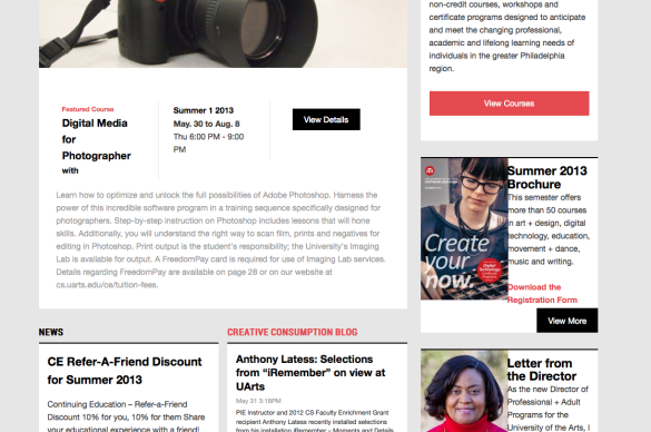 The University of the Arts: Continuing Education website