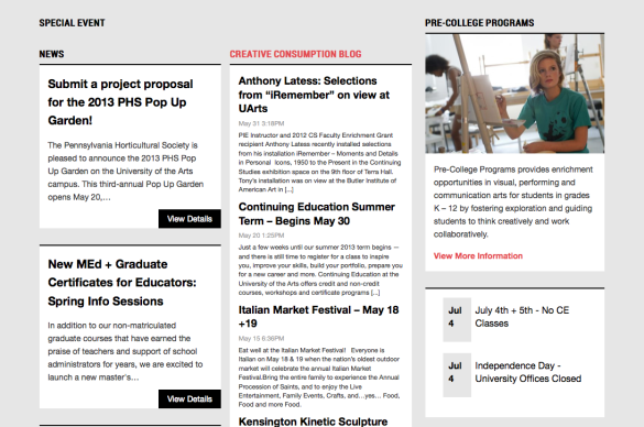 The University of the Arts: Continuing Education website