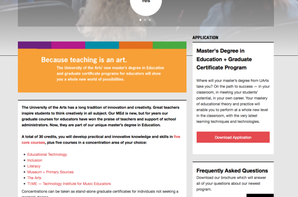 The University of the Arts: Continuing Education website