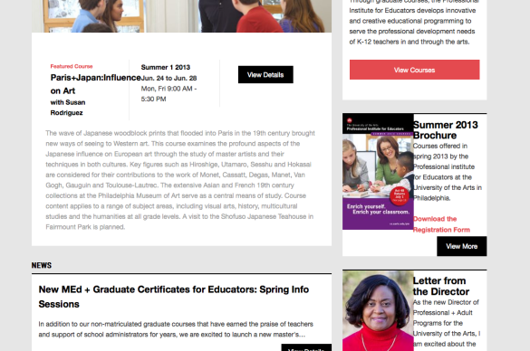 The University of the Arts: Continuing Education website