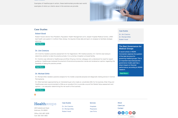 Healthscope Website, Interior Page