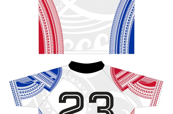 Red, White and Blue custom jerseys for the USA Islanders rugby team