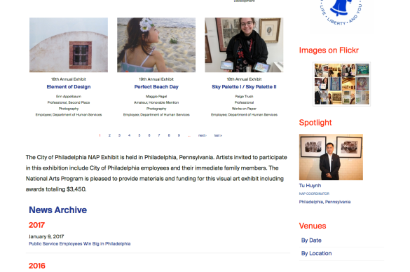 National Arts Program Philaldephia Venue Landing Page 