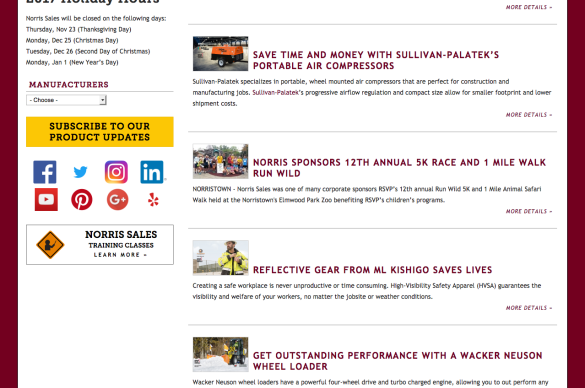 Norris Sales, Internal News Listing
