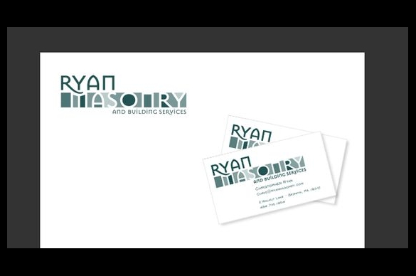 full stationery package designed by 4x3, LLC for Ryan Masonry