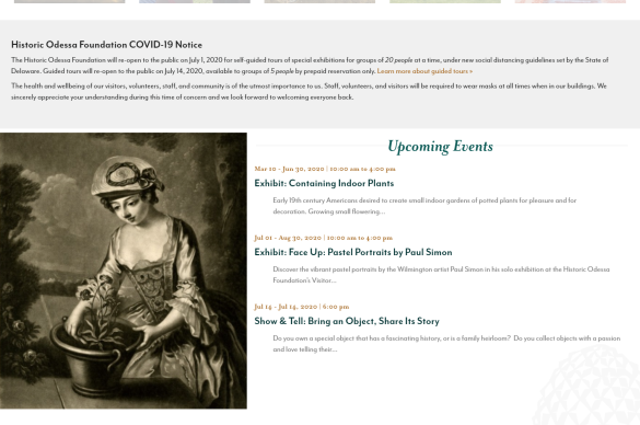 Responsive Web Design, Historic Odessa Foundation Home Page