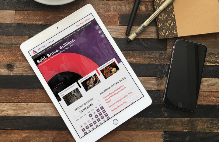 Arizona Opera New Responsive Website on iPad in Coffee Shop
