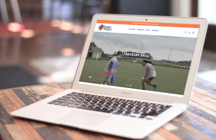 Hawk Tackle Homepage with sliders and branding