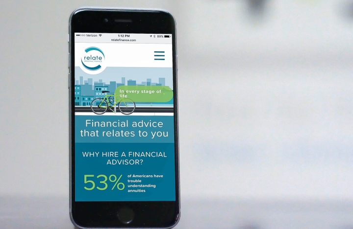 Relate Finance Responsive Web Design on iPhone